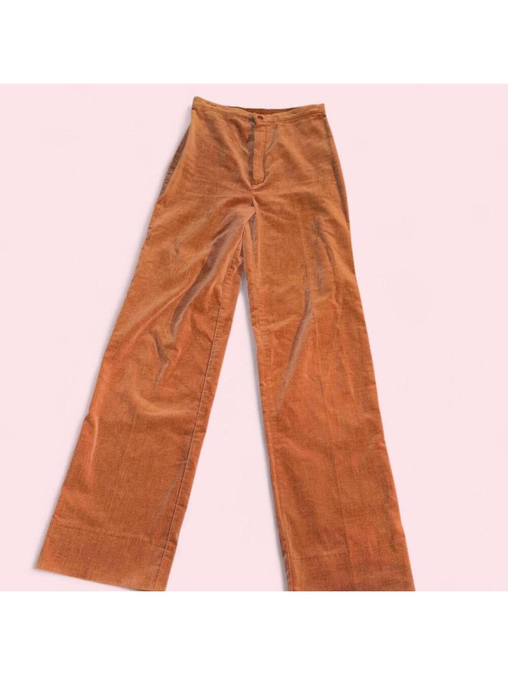 Vintage 1970’s vintage Body English rust velvet high-waisted wide leg trousers